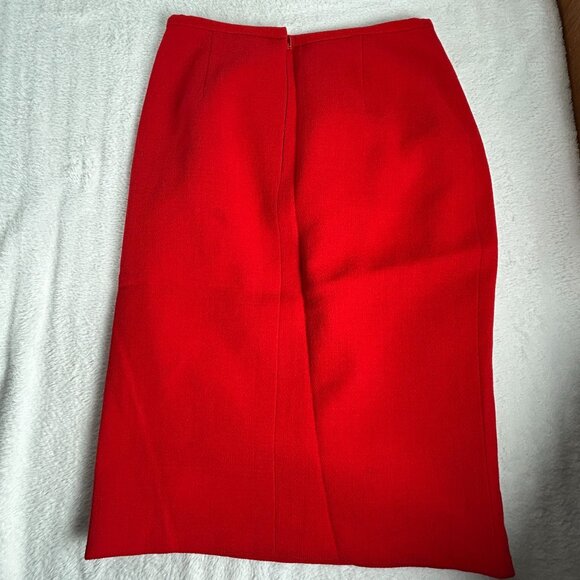 Women's Red Pure Wool Pencil Skirt Size 6 Lined Knee Length Career Made In USA - Picture 2 of 9